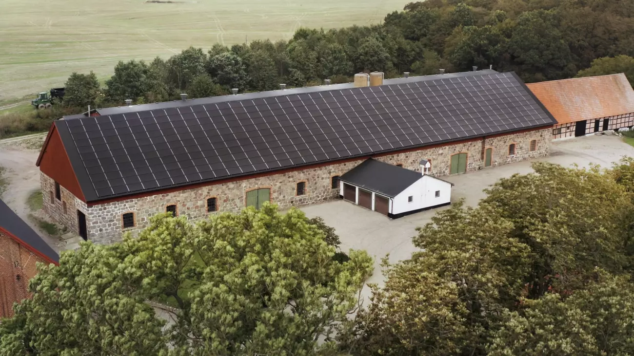 solar roofed swedish farm house